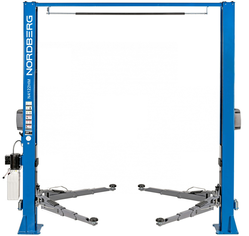  Подъемник двухстоечный 4 т, верхняя синхронизация, снятие со стопоров с одной колонны, 380 В, серый NORDBERG N4122HM