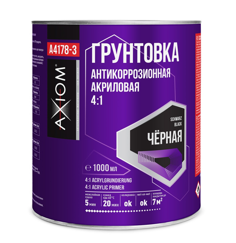 Грунтовка акриловая Acryl Primer чёрный 1л AXIOM A4178-3
