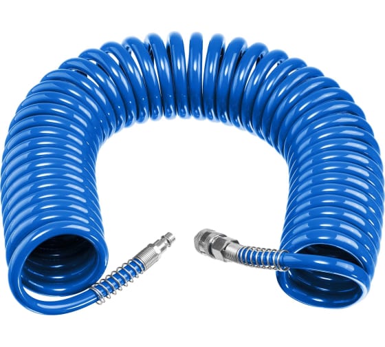 Шланг воздушный спиральный с фитингами рапид 10 м, 8х12 мм, 15 бар, ЗУБР Професиионал