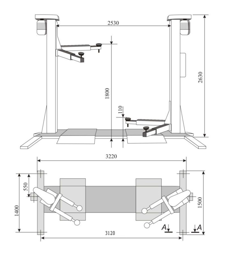 Подъемник двухстоечный г/п 3,5 т электромеханический с нижней синхронизацией INCOST П1018