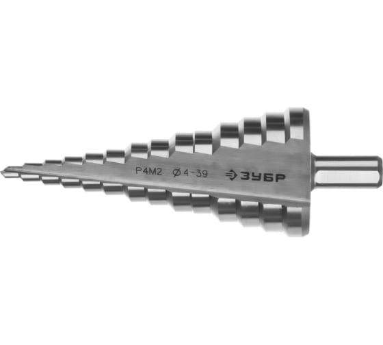 Сверло МАСТЕР ступенчат.по сталям и цвет.мет.,быстрорежущ.сталь,4-32мм,15ступеней ЗУБР 29665-4-32-15