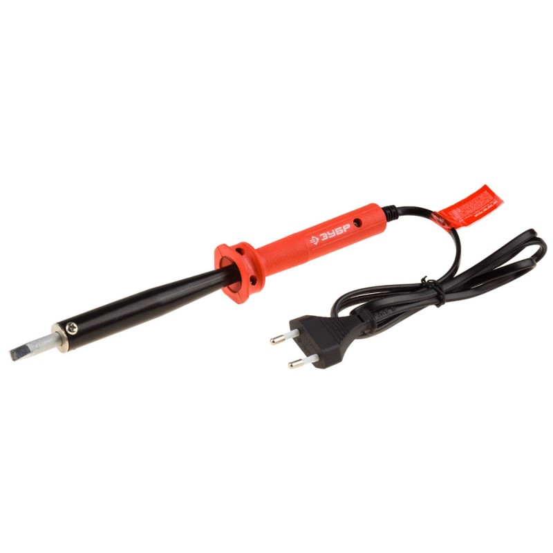 Электропаяльник ЗУБР "МАСТЕР" с пласт. рукояткой и долговечным жалом,форма клин,100Вт  55400-100_z01